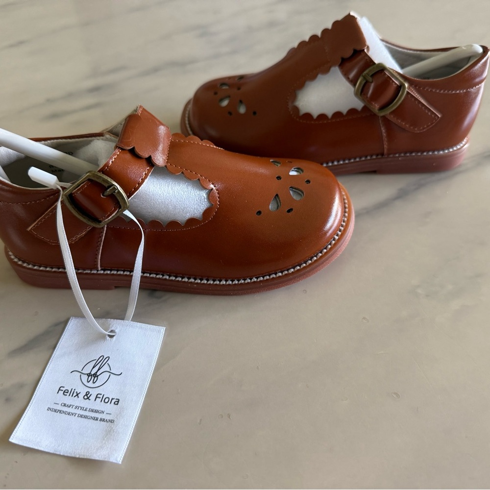 Felix & Flora Tan Kids Dress Shoes